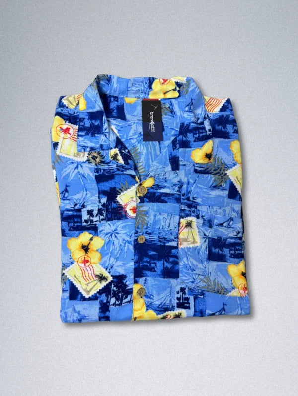 Junction West Rayon Shirt – Men’s Abstract Print Button-Down | Retro Geometric Style