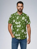 FPS Apparel Silk Shirt – Green & White Floral Monogram | Men’s Designer Button-Down