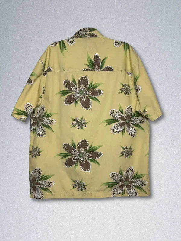 UNIONBAY Cotton Shirt – Men’s Tropical Floral Print | Yellow Button-Down