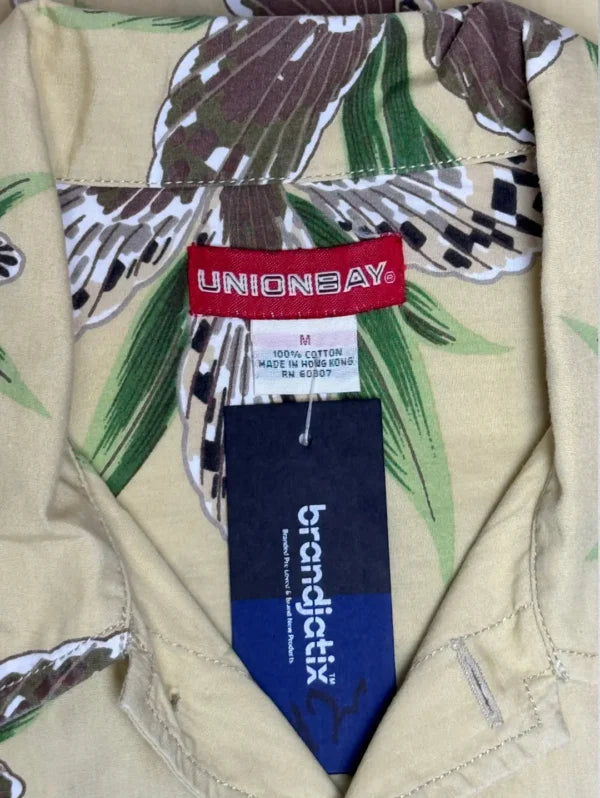 UNIONBAY Cotton Shirt – Men’s Tropical Floral Print | Yellow Button-Down