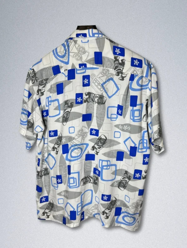 Pineapple Connection Rayon Shirt – Men’s Abstract Tiki & Surfboard Print