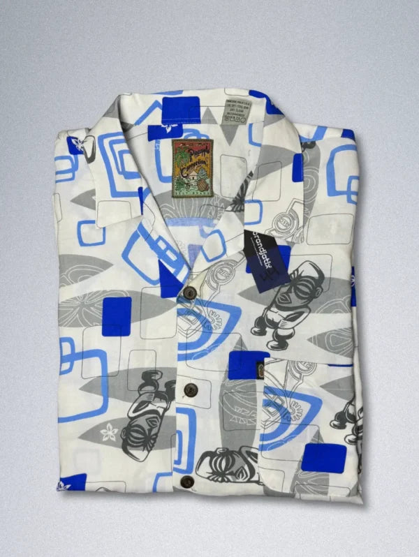 Pineapple Connection Rayon Shirt – Men’s Abstract Tiki & Surfboard Print