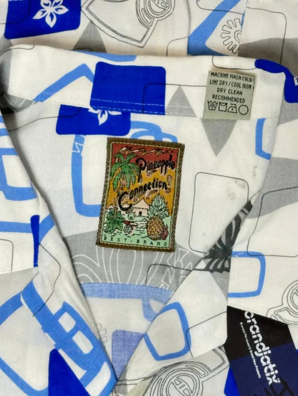 Pineapple Connection Rayon Shirt – Men’s Abstract Tiki & Surfboard Print