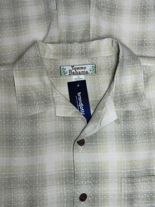 Tommy Bahama 100% Silk Shirt – Men’s Plaid Button-Down