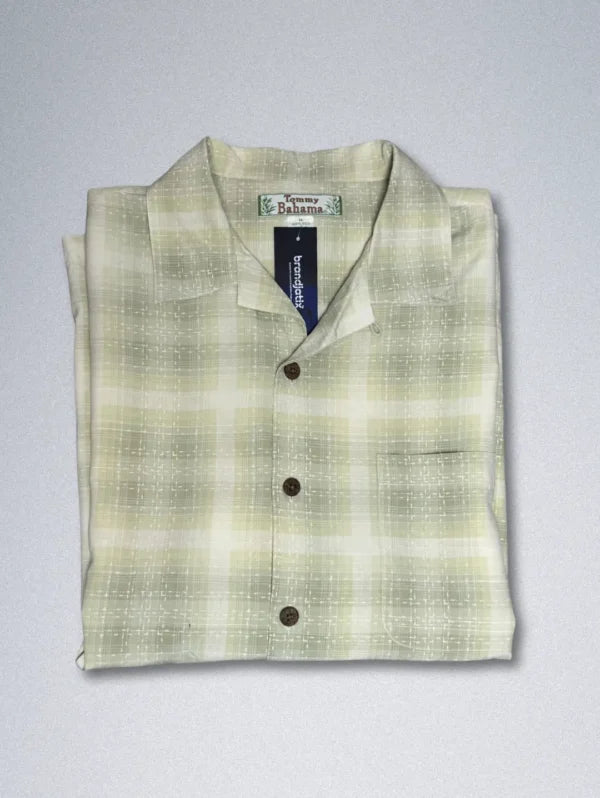 Tommy Bahama 100% Silk Shirt – Men’s Plaid Button-Down