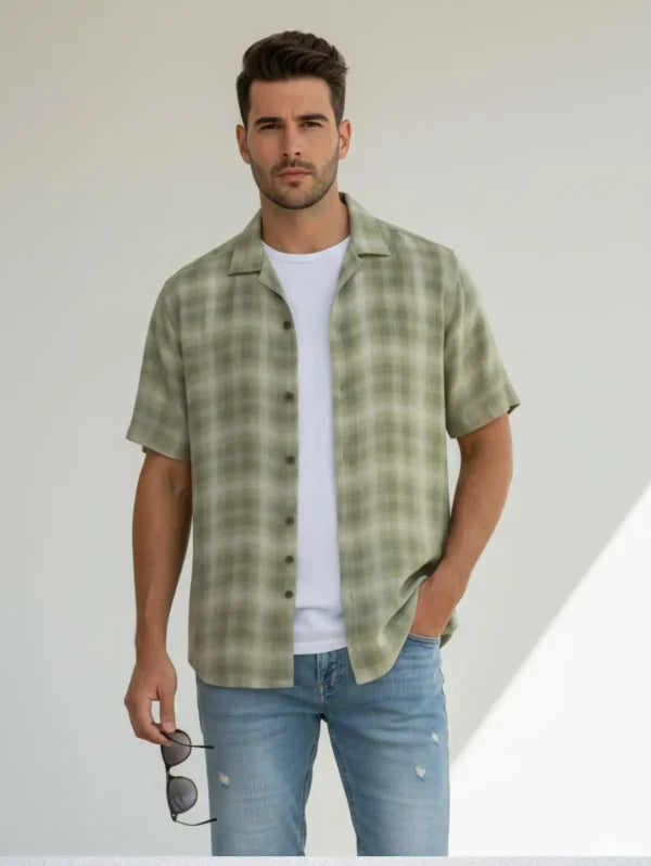 Tommy Bahama 100% Silk Shirt – Men’s Plaid Button-Down