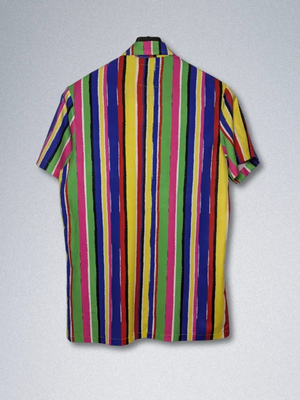 Sinners Attire Silk Shirt – Multi-Color Vertical Stripe | Men’s Designer Button-Down