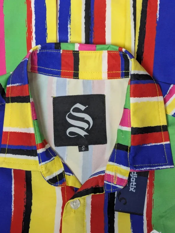Sinners Attire Silk Shirt – Multi-Color Vertical Stripe | Men’s Designer Button-Down