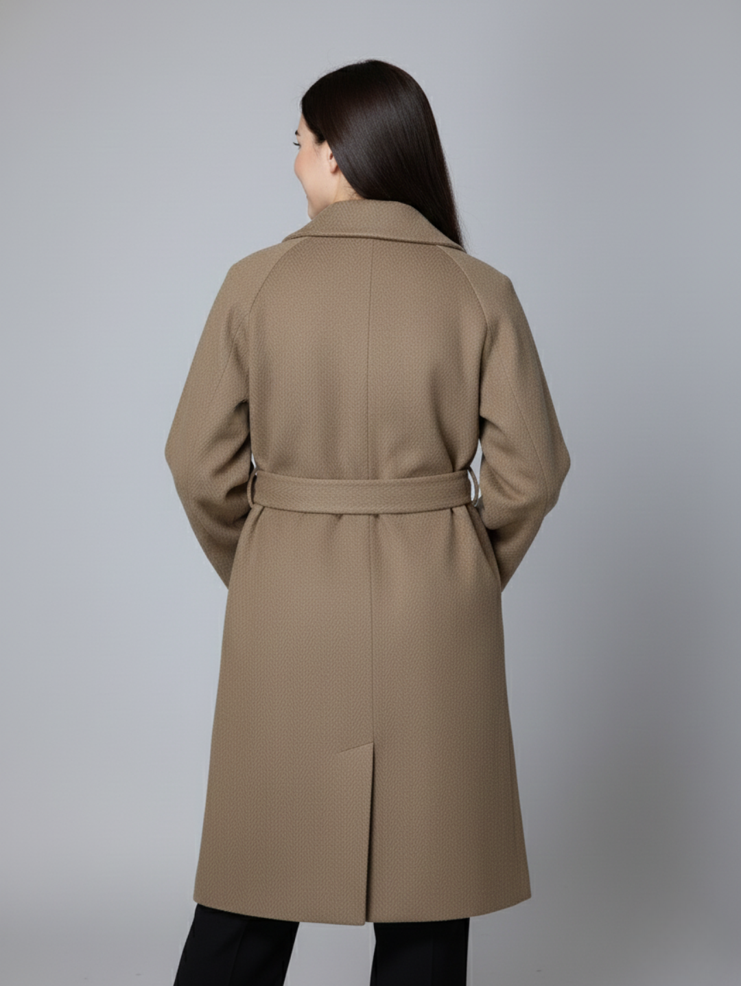 Custome Made Women's Wool Long Coat Brown