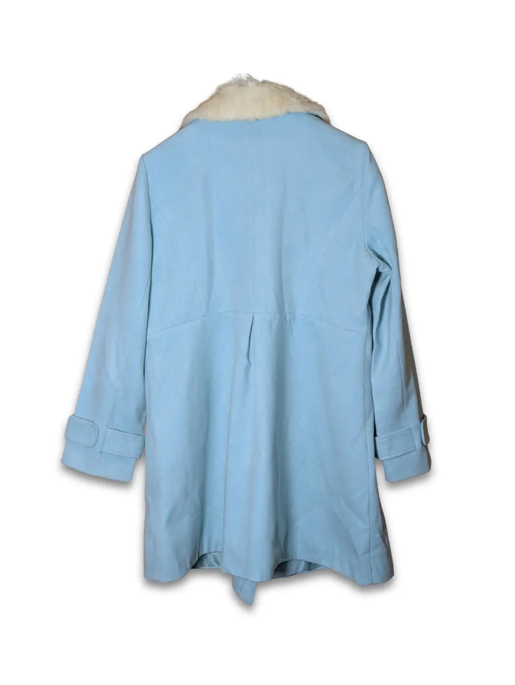 G21 Double-Breasted Women Coat with Faux Fur Collar