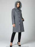 Rock Women's Wool Long Coat with Hood