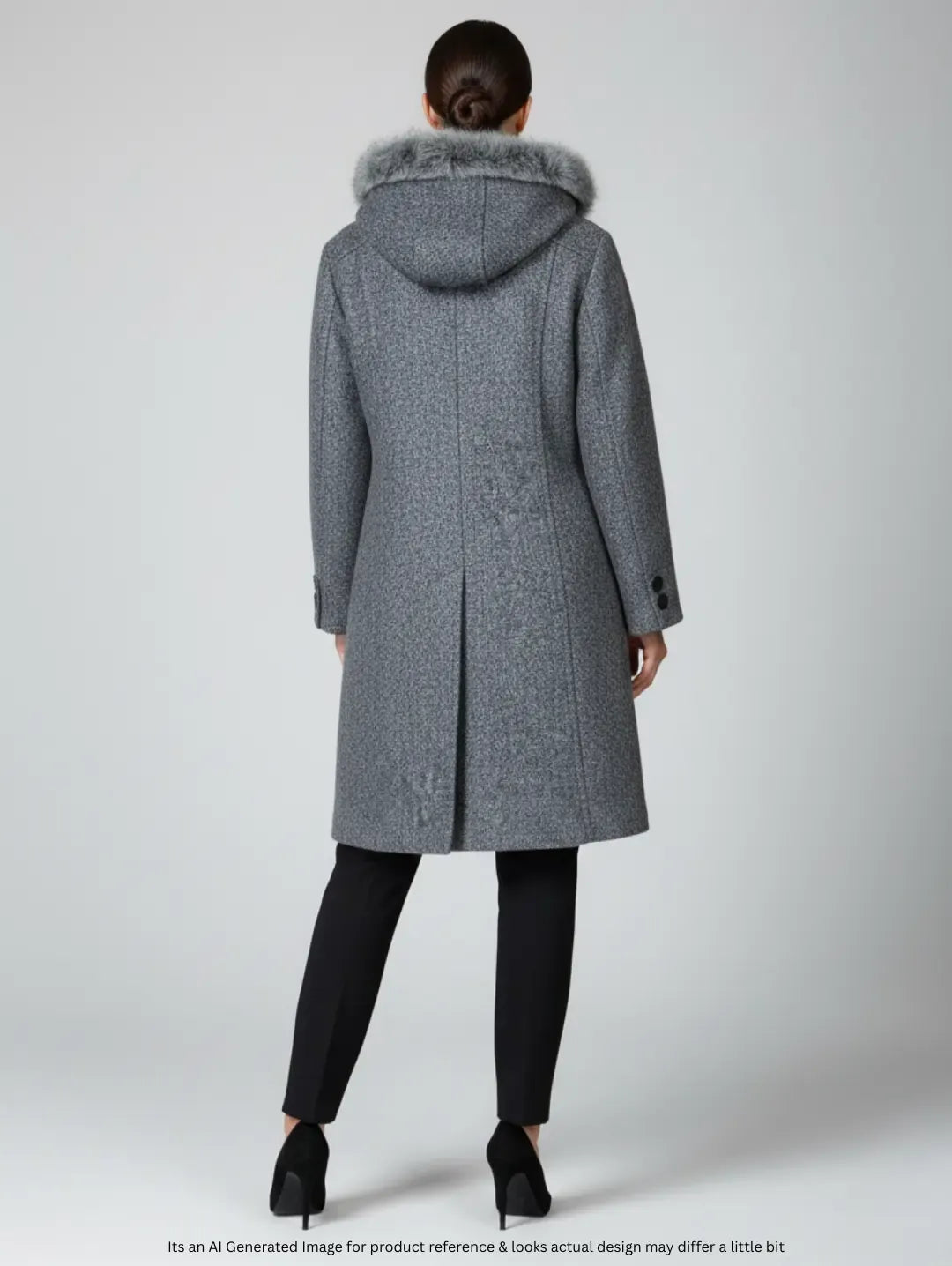 Rock Women's Wool Long Coat with Hood