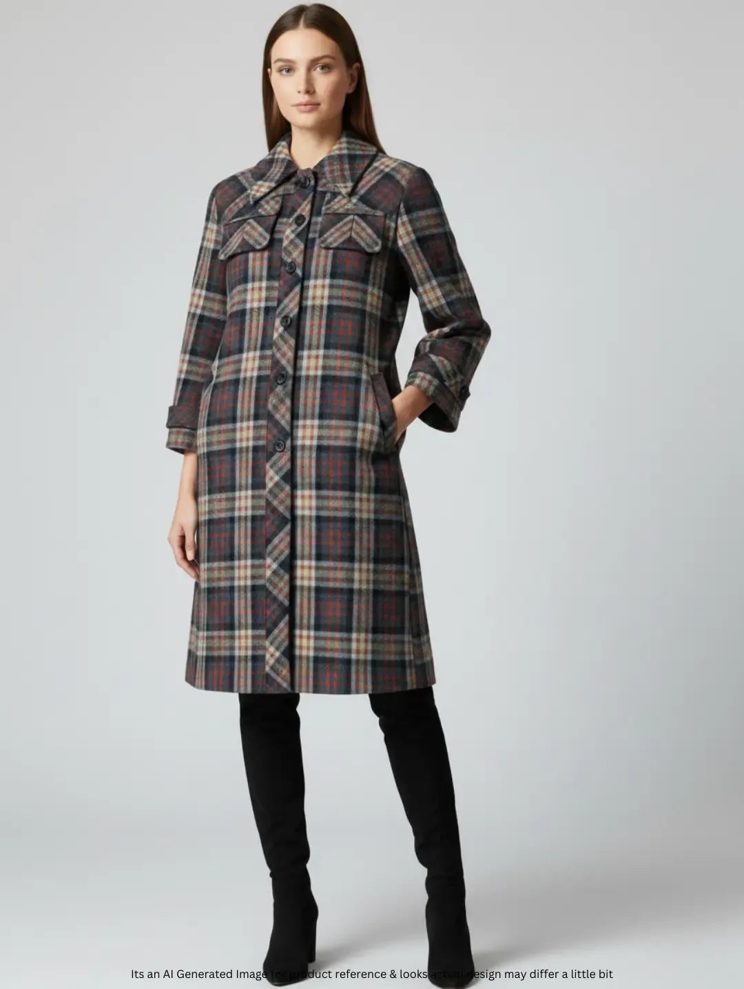 Britta Modell Women's Wool Mid Long Coat