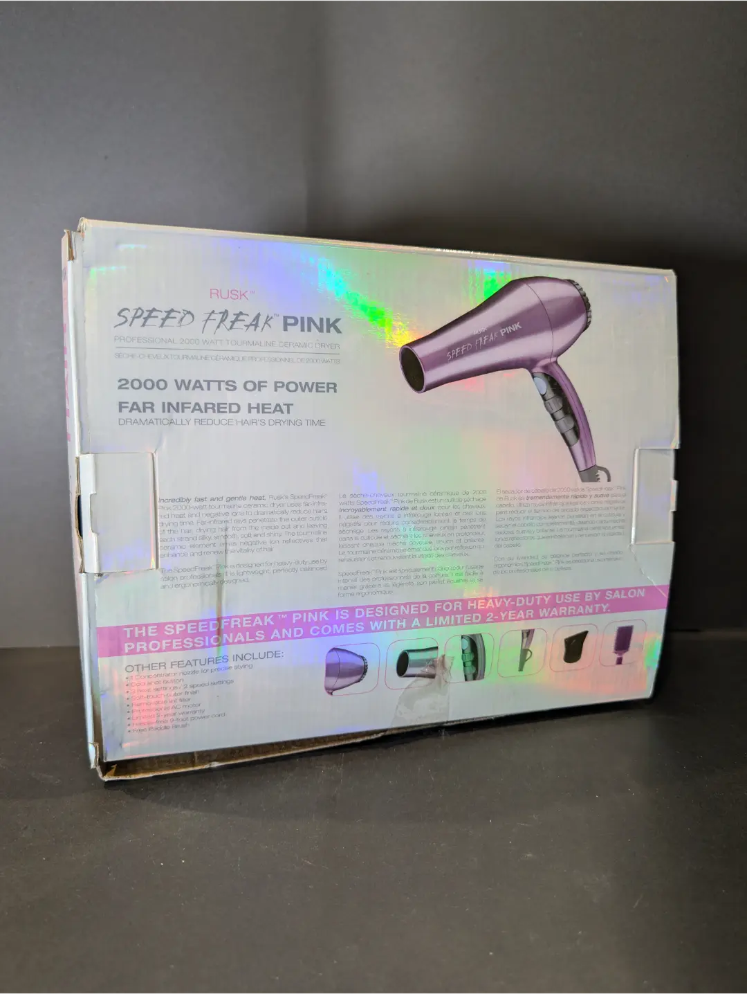 RUSK Speed Freak Pink Professional 2000 Watt Tourmaline Ceramic Dryer