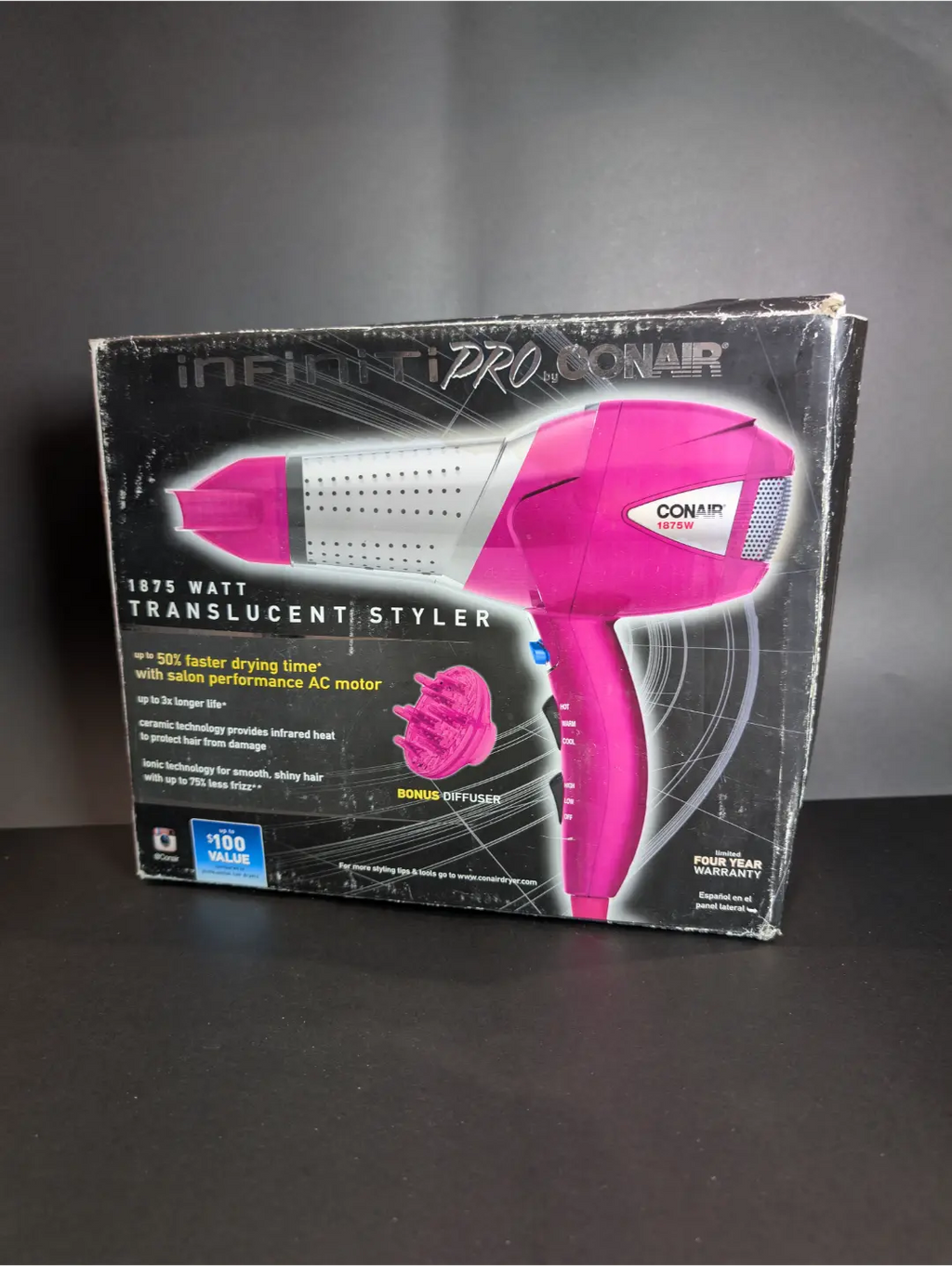 InfinitiPro by Conair 1875W Translucent Styler Hair Dryer