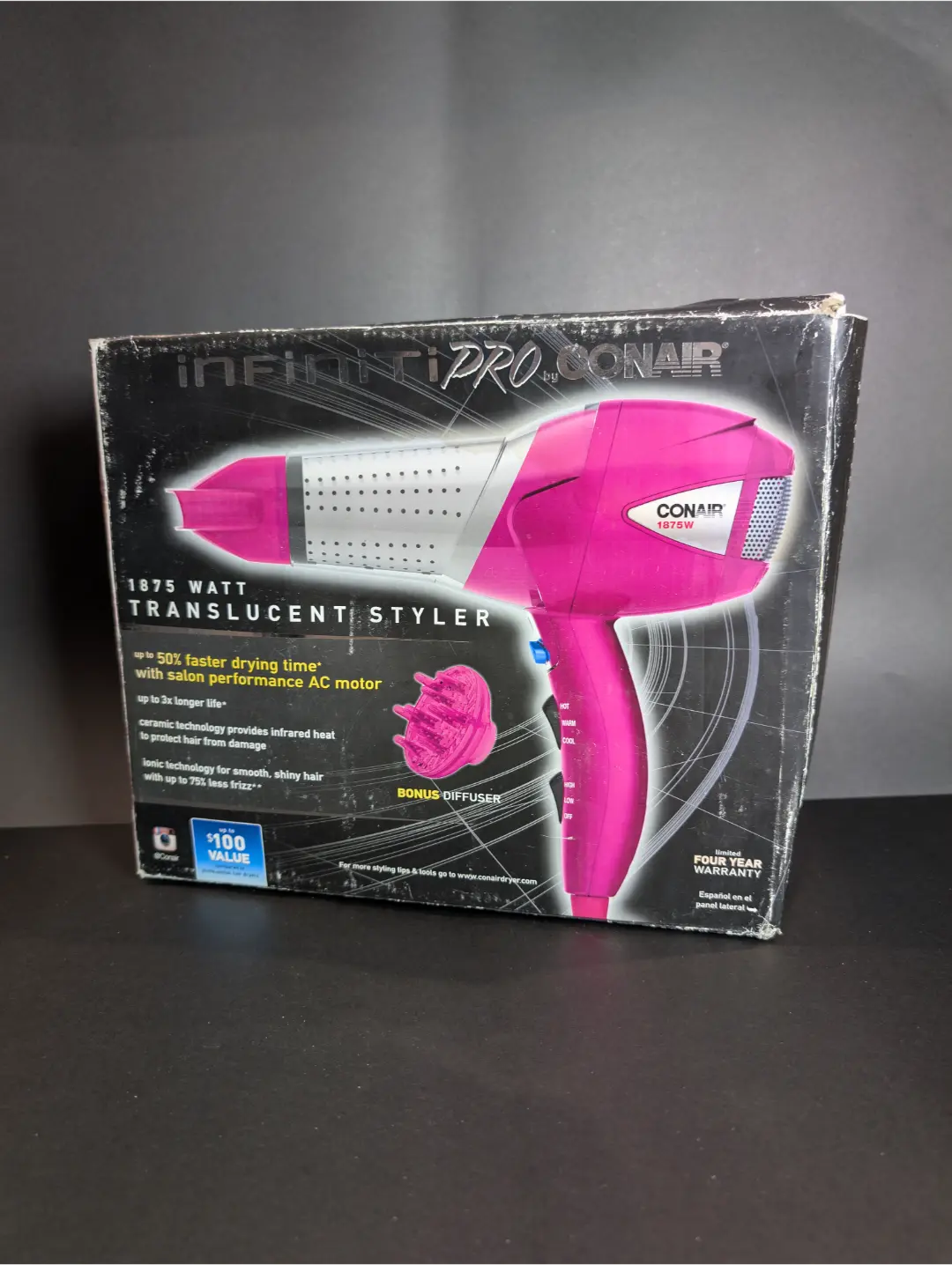 InfinitiPro by Conair 1875W Translucent Styler Hair Dryer