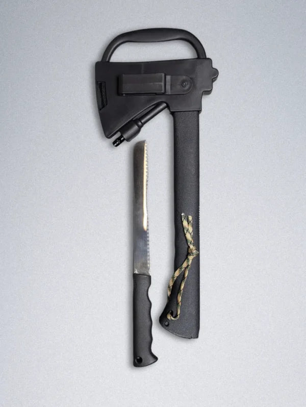 5-in-1 Survival Axe Multi-Tool – Axe, Hammer, Knife, Firestarter & Emergency Whistle
