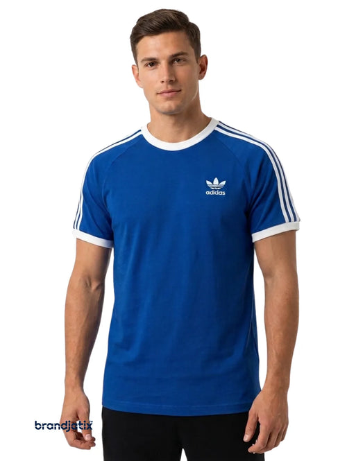 Adidas 3 Strips Men's T Shirt-Blue
