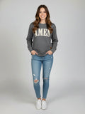 Women's Quilted Sweatshirt Amen Embroidery