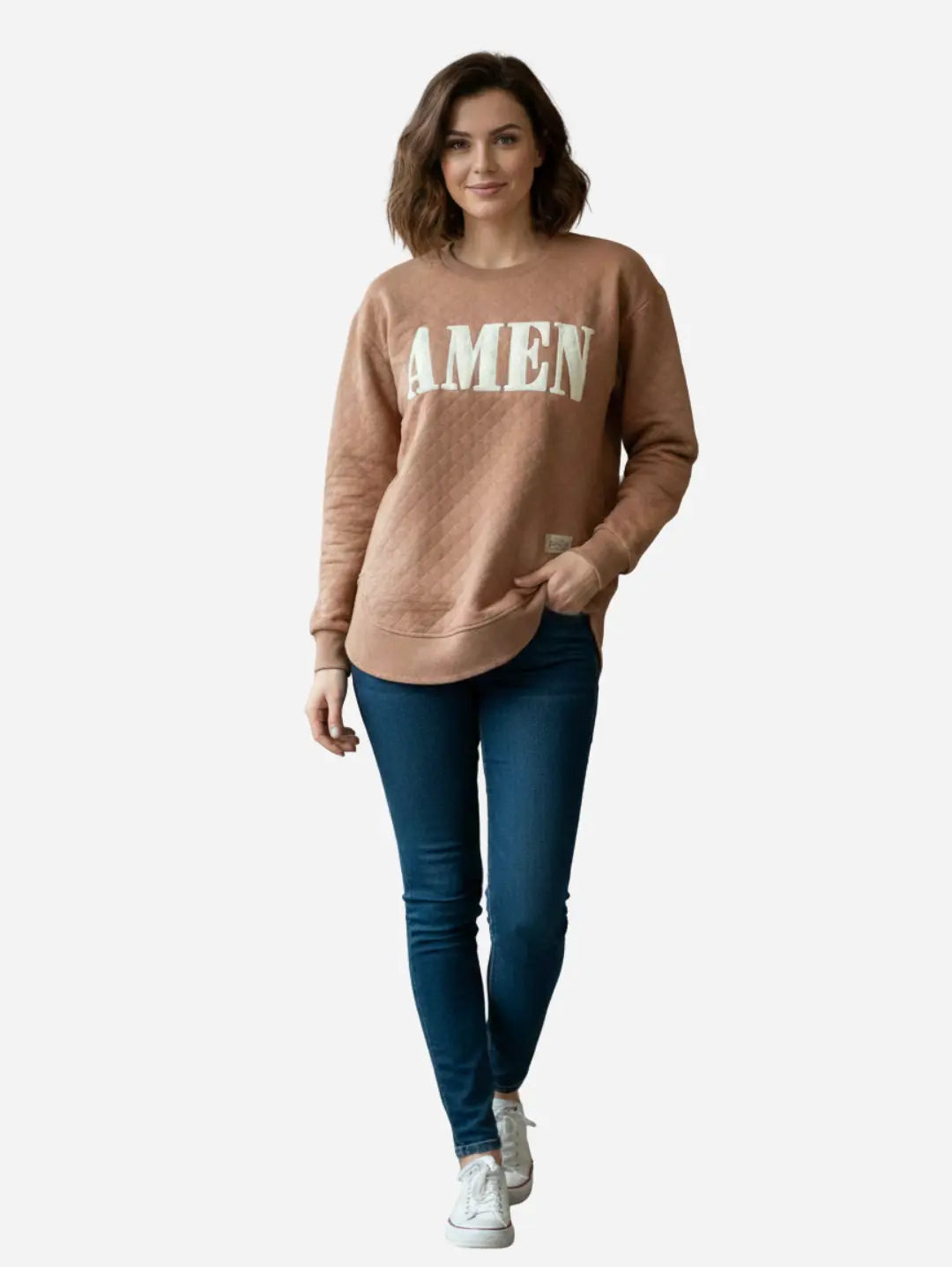 Women's Quilted Sweatshirt Amen Embroidery