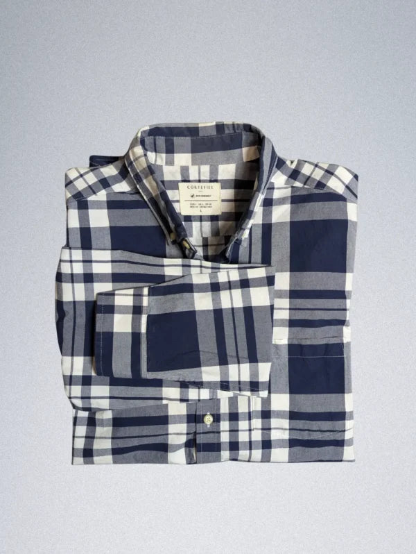 Cortefiel Casual Shirt for Men Blue Checked Pattern
