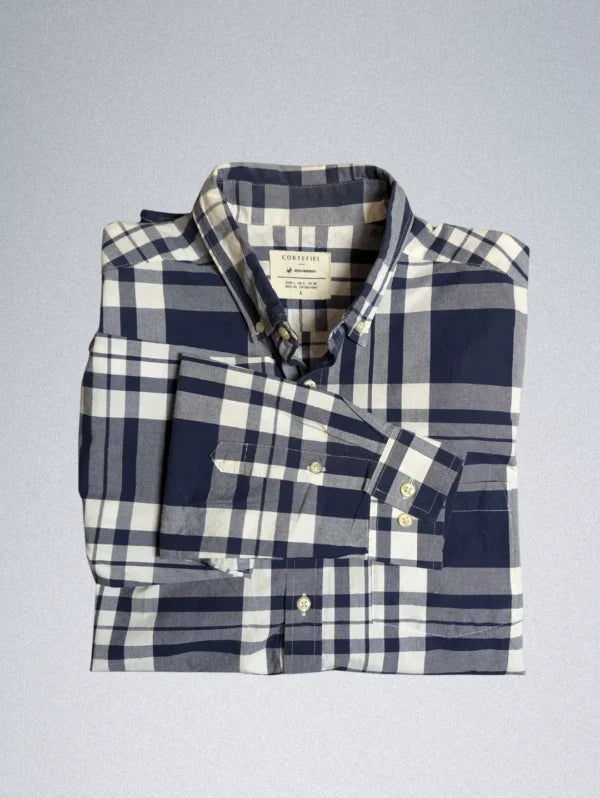 Cortefiel Casual Shirt for Men Blue Checked Pattern