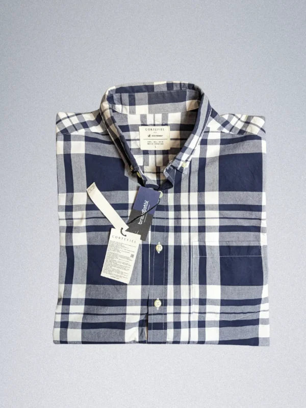 Cortefiel Casual Shirt for Men Blue Checked Pattern