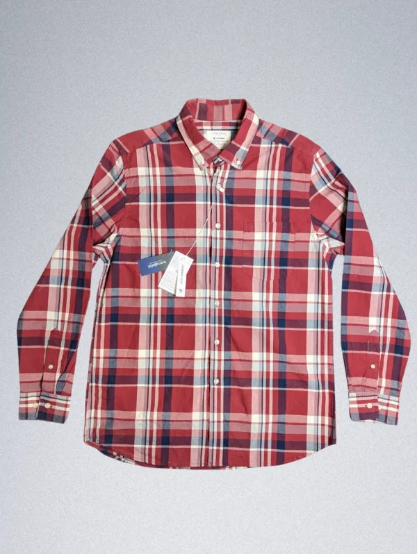 Cortefiel Casual Shirt for Men Red Checked Pattern