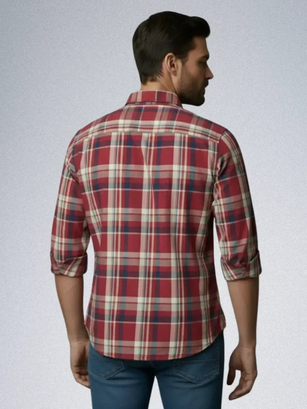 Cortefiel Casual Shirt for Men Red Checked Pattern