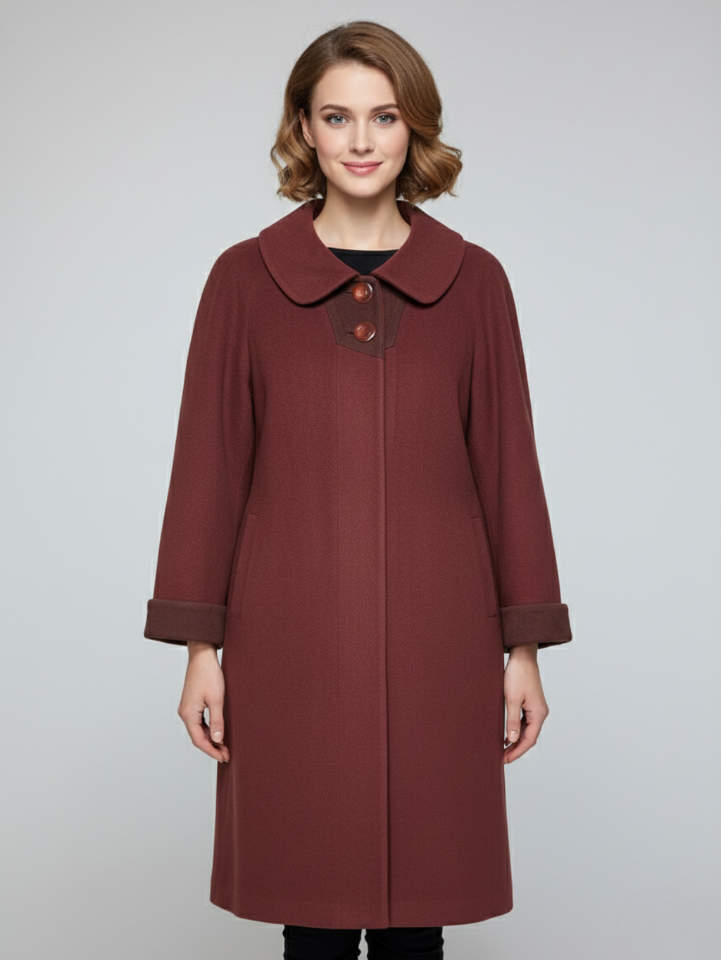 Delia Women's Wool Long Coat - Woven in Italy