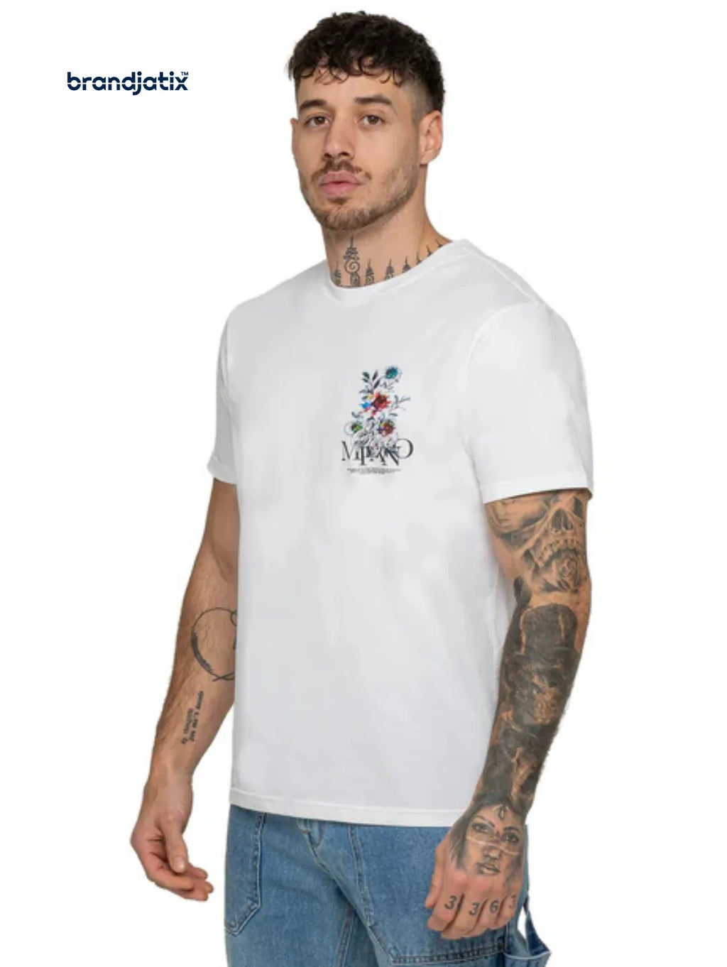 Enzo Arrigo Graphic Floral Men's T-Shirt - White