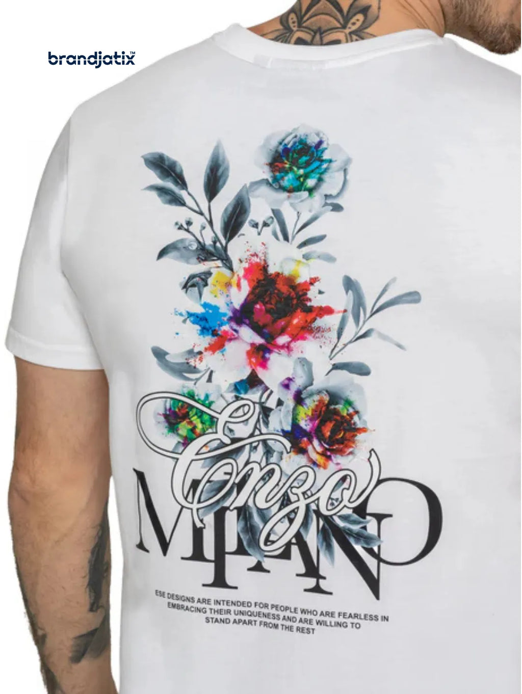 Enzo Arrigo Graphic Floral Men's T-Shirt - White