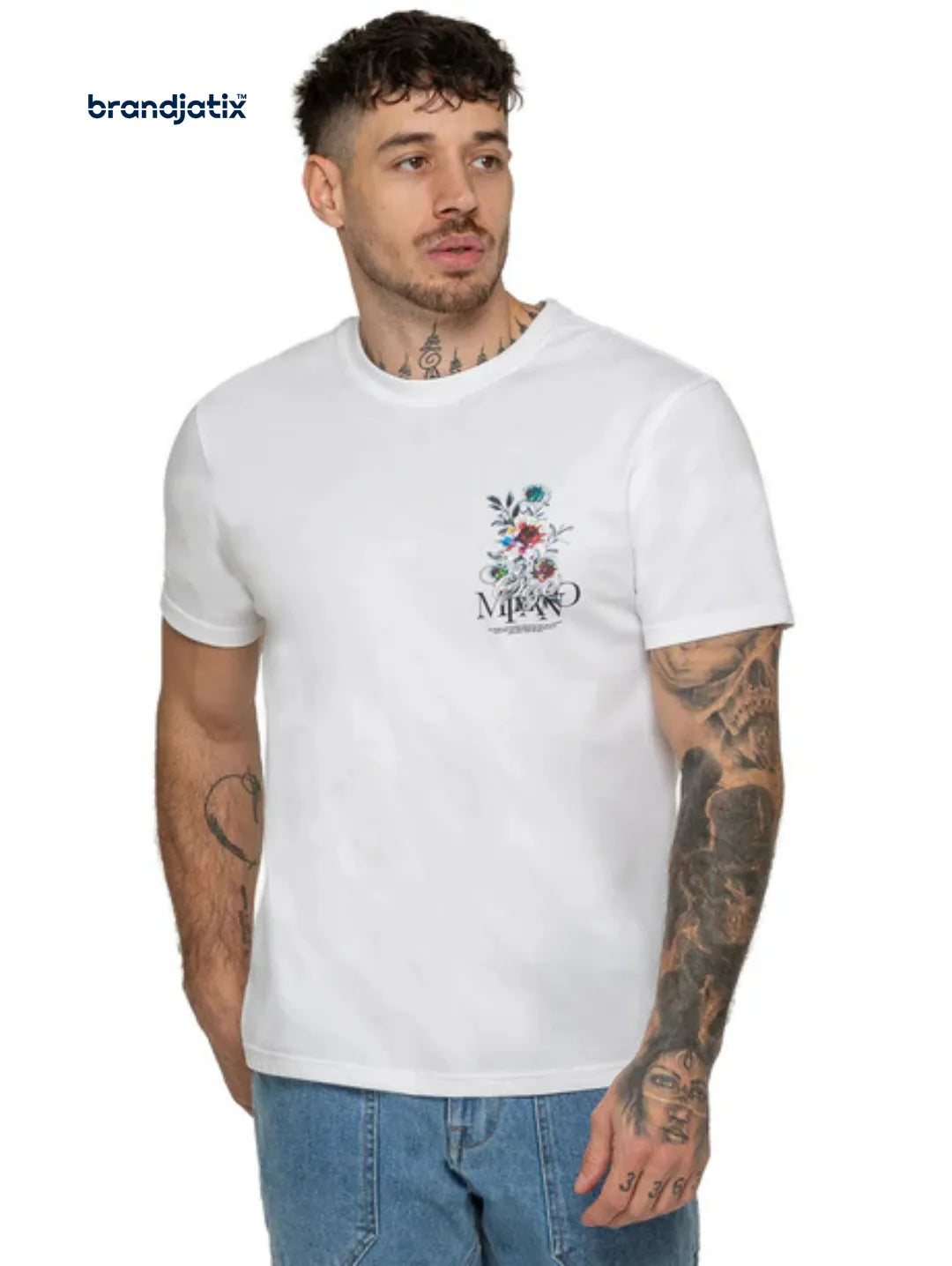 Enzo Arrigo Graphic Floral Men's T-Shirt - White