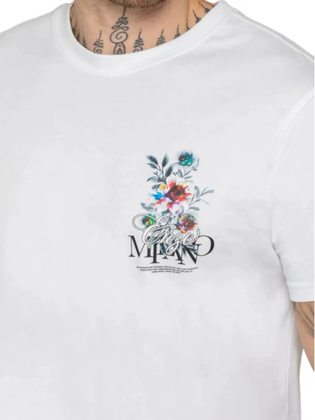 Enzo Arrigo Graphic Floral Men's T-Shirt - White