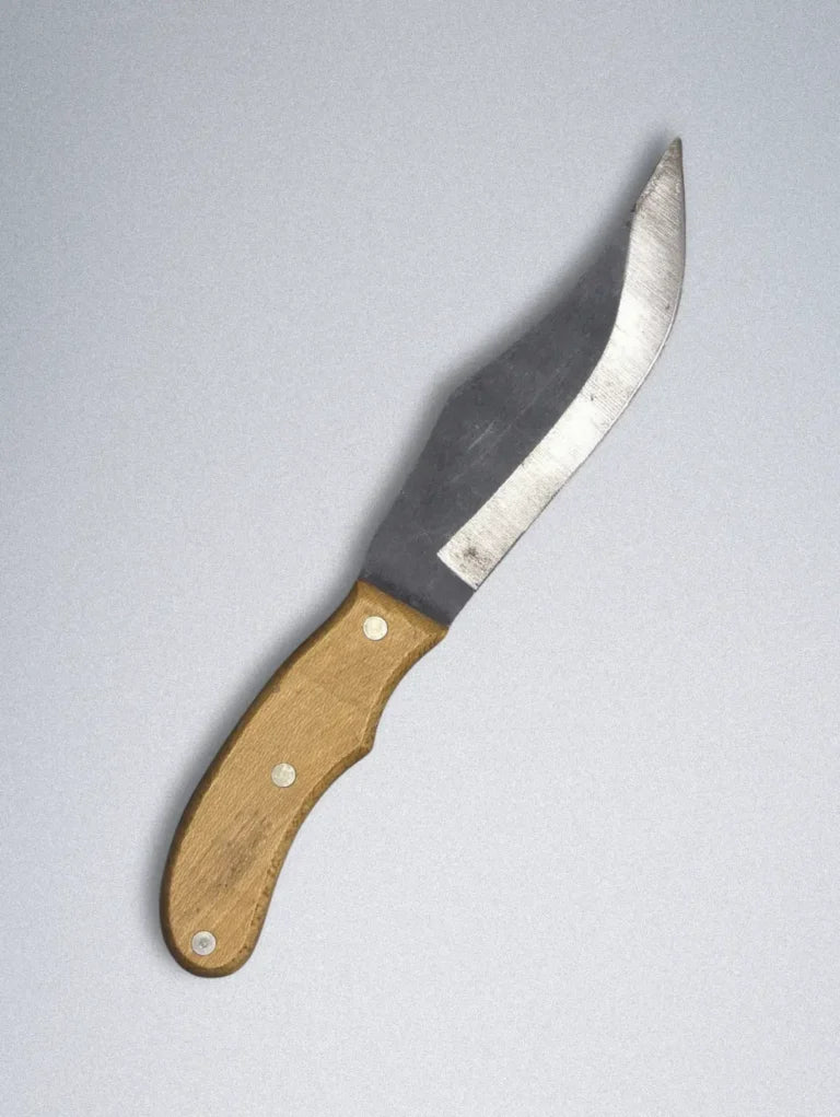 Handmade Forged Steel Knife with Wooden Handle & Leather Sheath