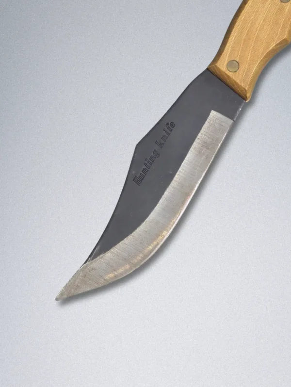Handmade Forged Steel Knife with Wooden Handle & Leather Sheath