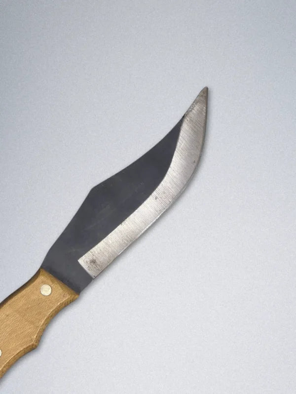 Handmade Forged Steel Knife with Wooden Handle & Leather Sheath