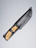 Handmade Forged Steel Knife with Wooden Handle & Leather Sheath