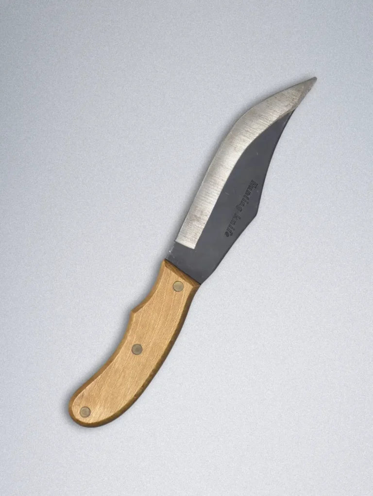 Handmade Forged Steel Knife with Wooden Handle & Leather Sheath