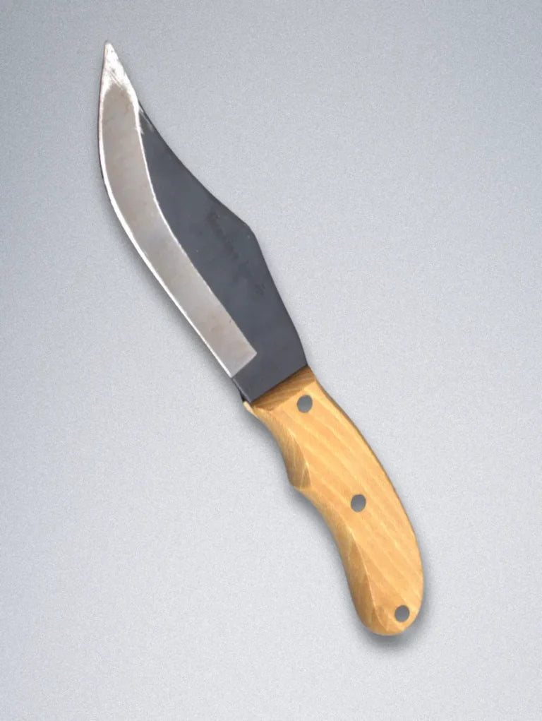 Handmade Forged Steel Knife with Wooden Handle & Leather Sheath