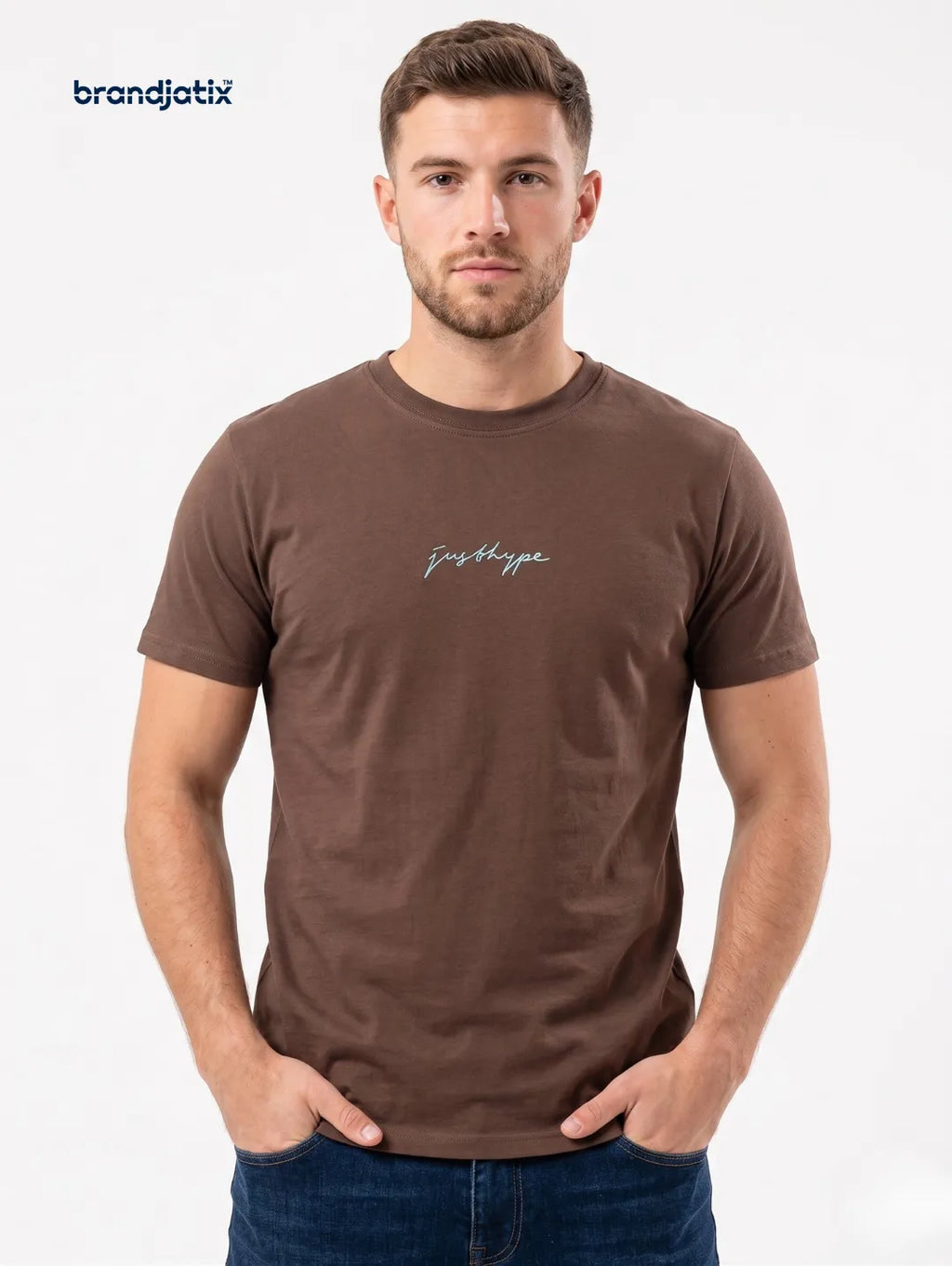 JustHype Men’s Essential Script T-Shirt | Brown