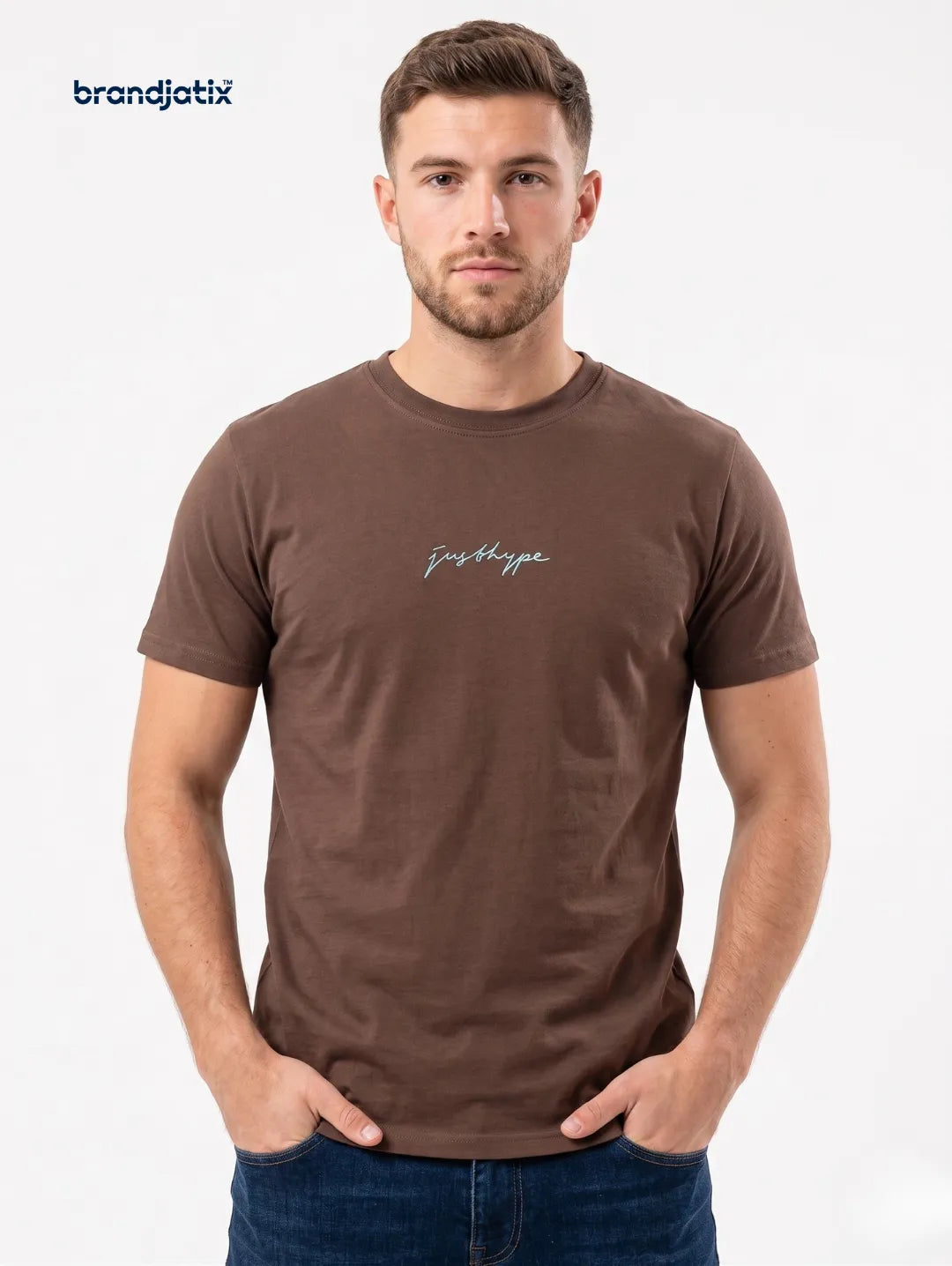 JustHype Men’s Essential Script T-Shirt | Brown