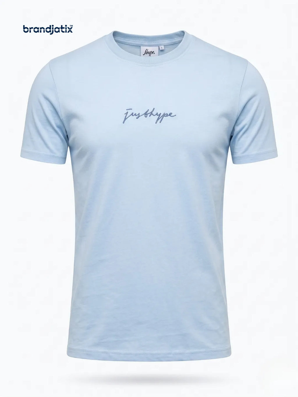 JustHype Men’s Essential Script T-Shirt | Sky Blue