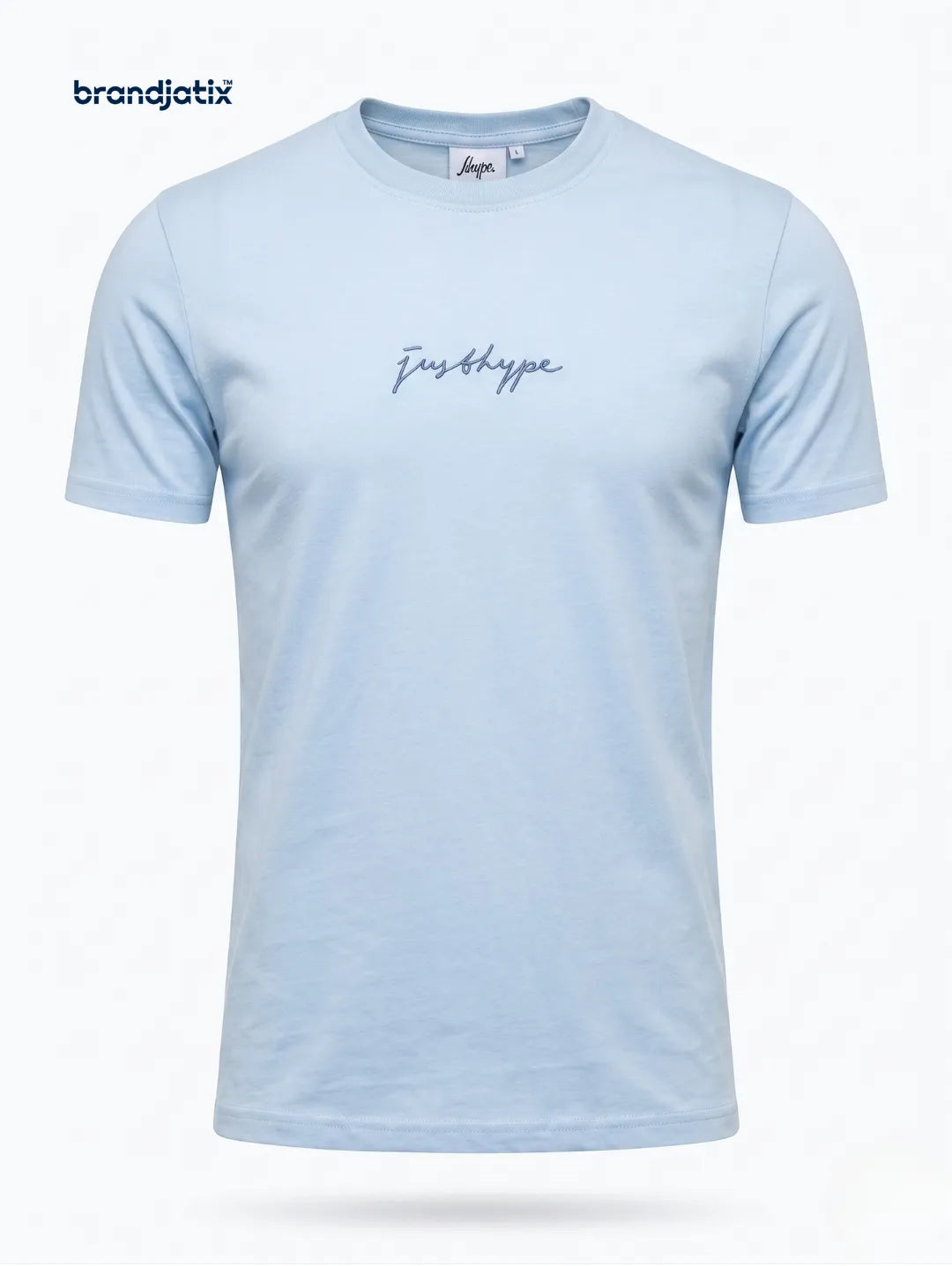 JustHype Men’s Essential Script T-Shirt | Sky Blue