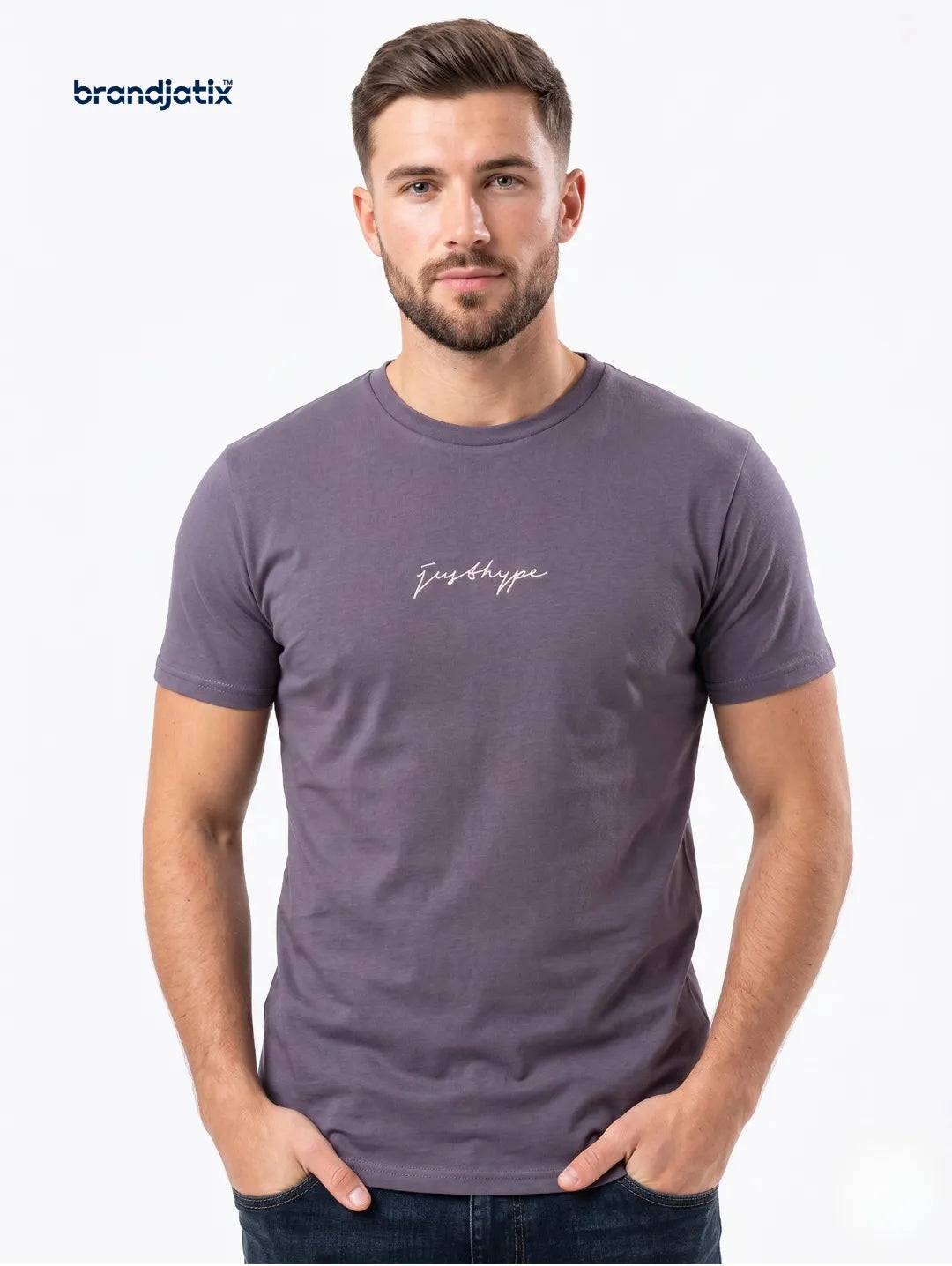 JustHype Men’s Essential Script T-Shirt | Charcoal Grey