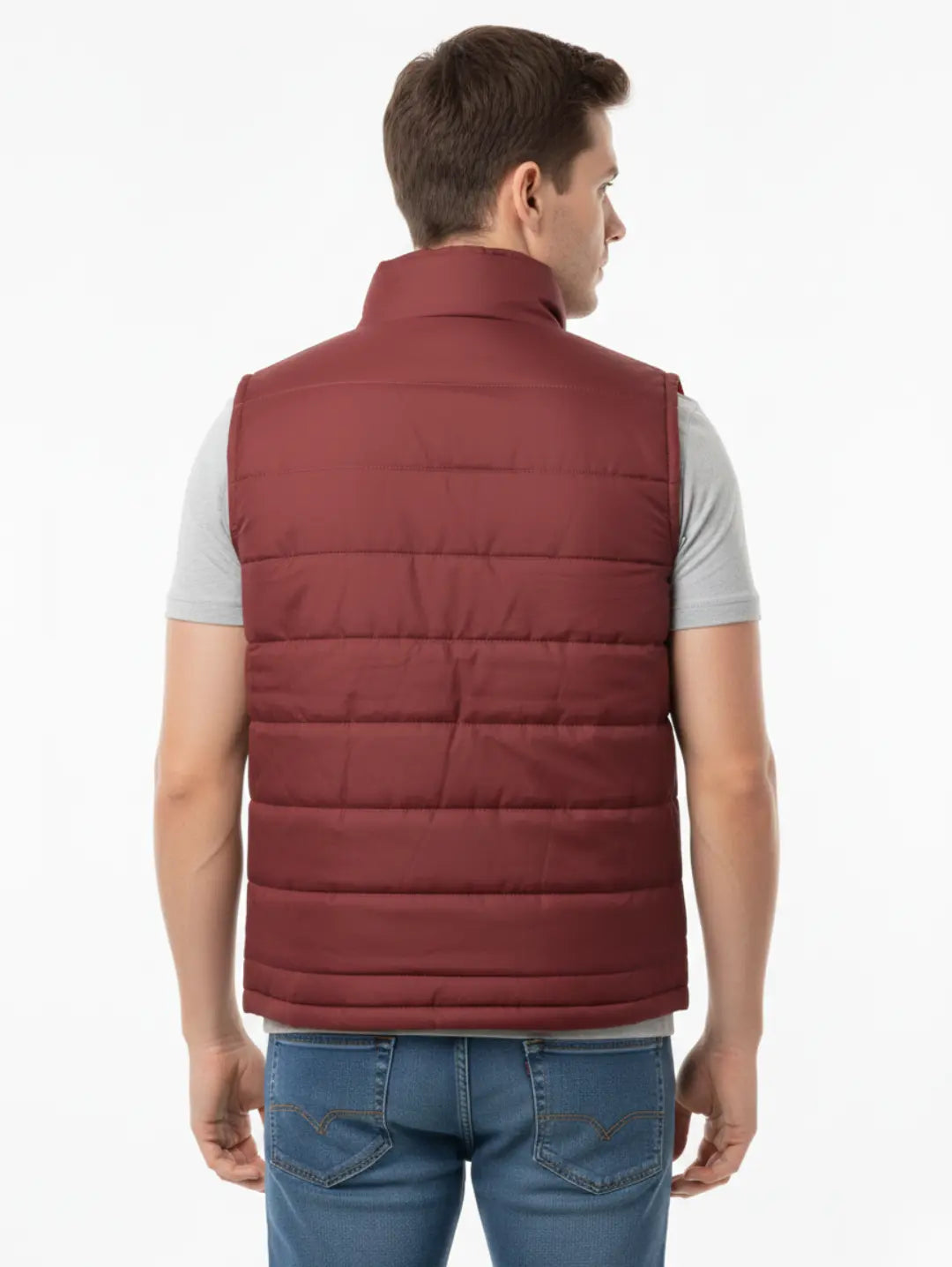 JB Men's Sleeveless Puffer Maroon Jacket