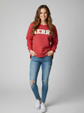 Women's Red quilted Sweatshirt Merry