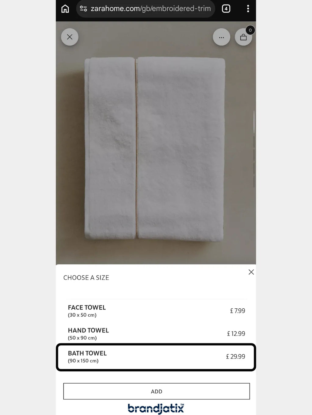 Zara Home Embroidered Trim Towel