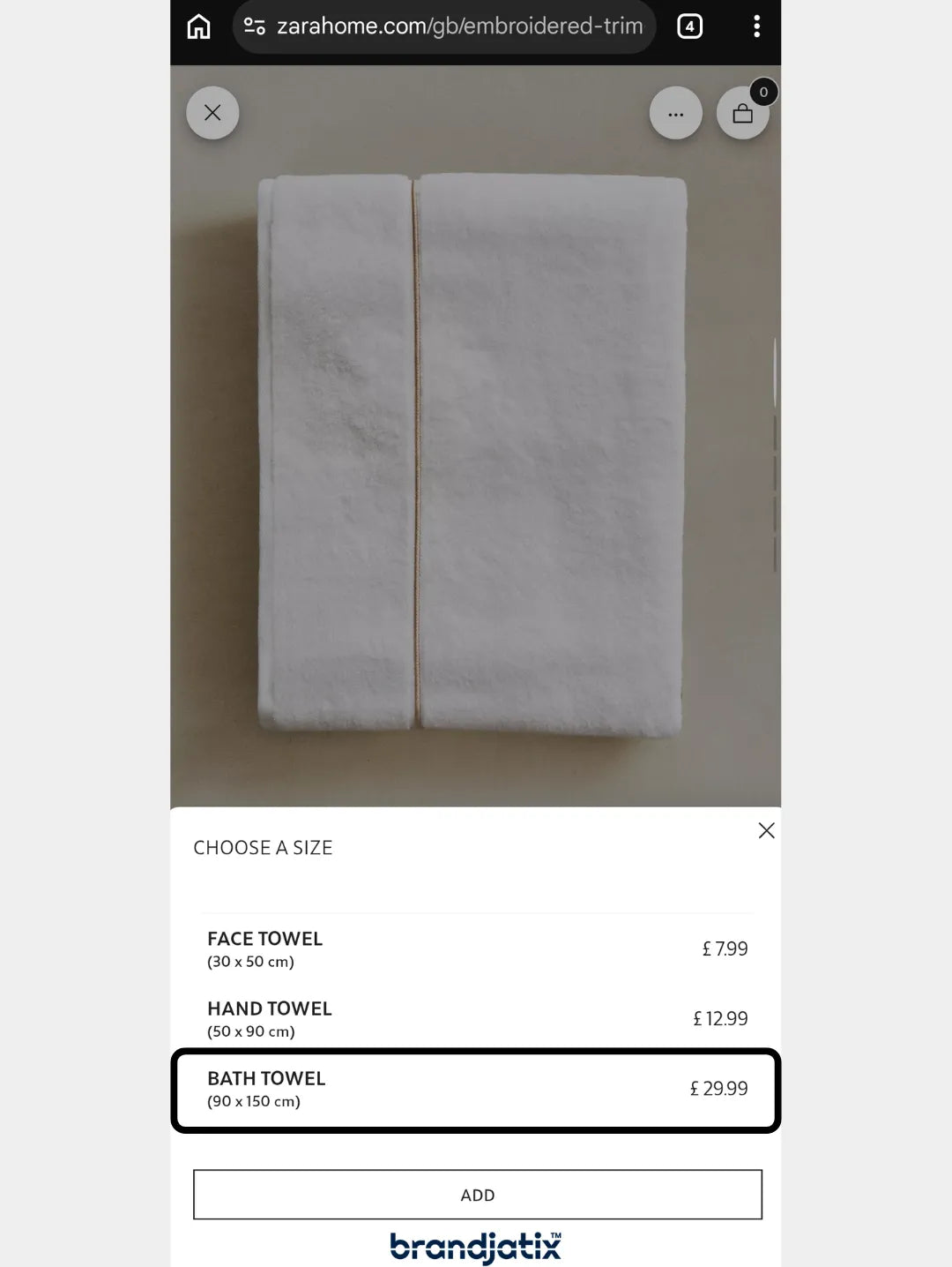 Zara Home Embroidered Trim Towel